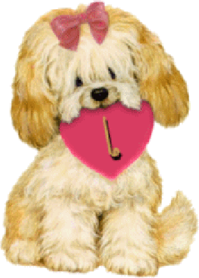 Piesek z sercem z napisem I love you